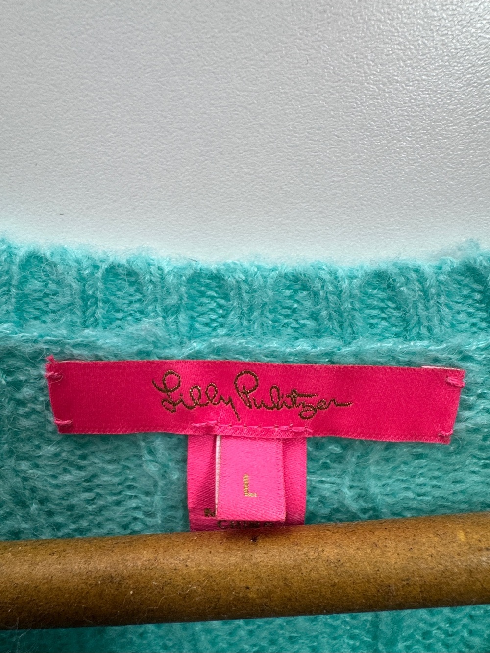 Lilly Pulitzer Aqua Cable Knit Jewel-Neck Sweater - Picture 2 of 5
